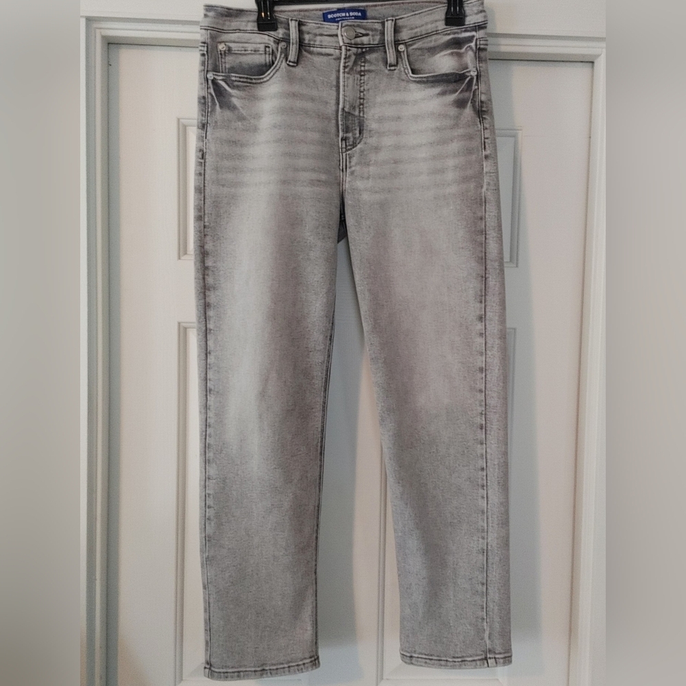 Scotch & Soda Women's Light Gray Straight Leg Jeans